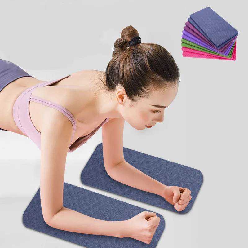 

34x17cm 1 Pair Cushion TPE Soft Non-slip Mat Knee Wrist Elbow Protect Pad For Yoga Flat Support Fitness Plank, Blue purple black
