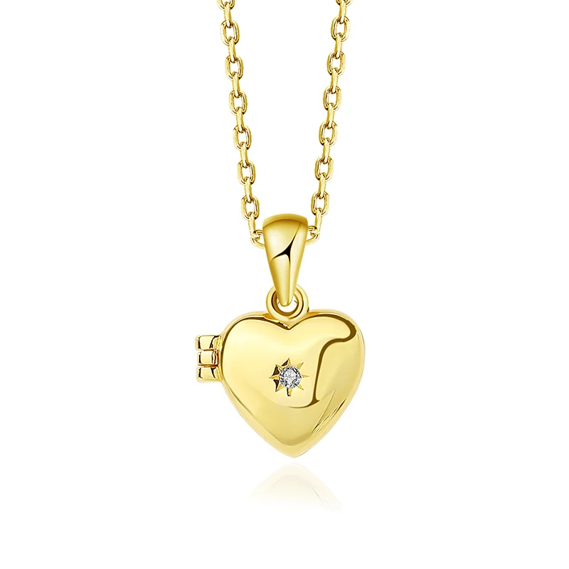 

Damila Trending Gold Plating Ladies Jewellery 925 Silver Dainty zircon Heart picture Locket Pendant necklace for women