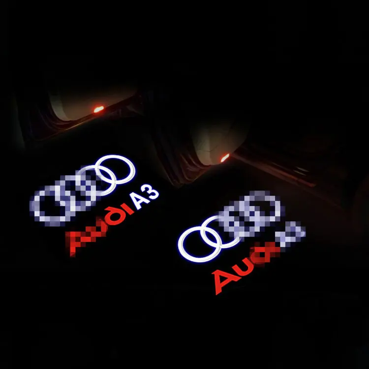 Led car logo shadow light car logo led ghost shadow welcome projector light for audi