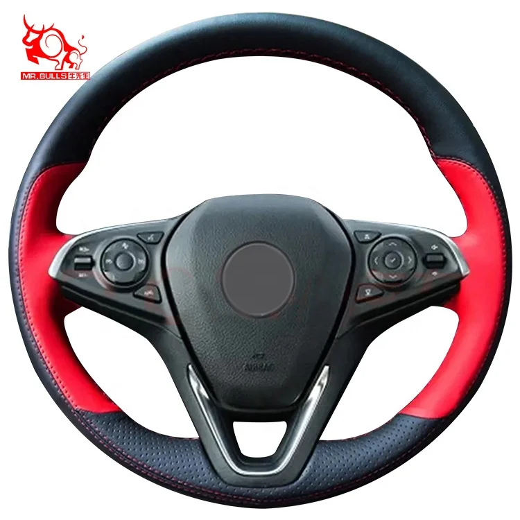 

Unique Custom Design Wood Grain Black Leather Hand Sewing Steering Wheel Cover For Buick, Customized color