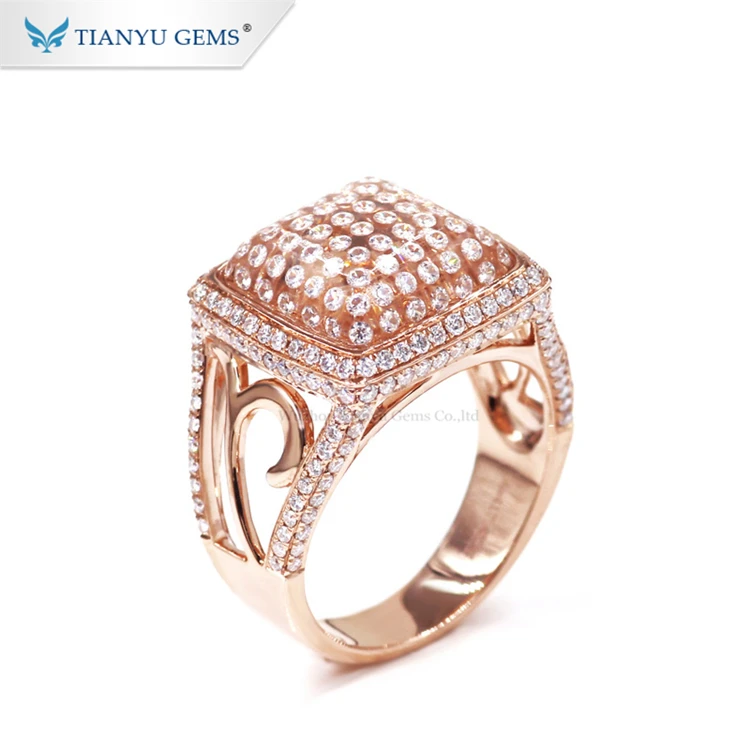 

Tianyu gems 14k rose gold fashion H&A cut moissanite synthesis diamond ring for man