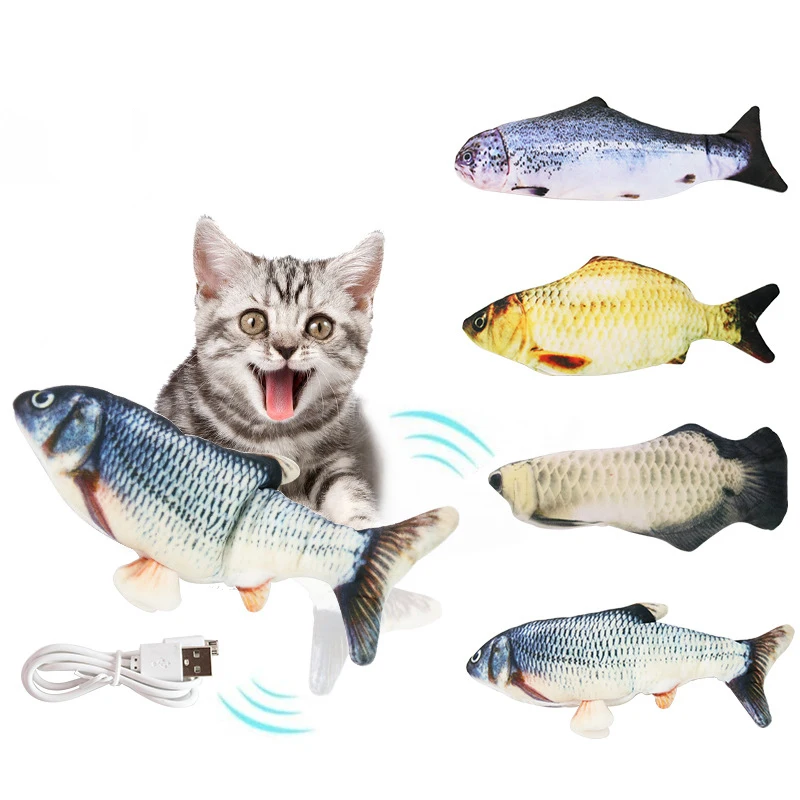 

Cheap Safety material plush Catnip pet flippity fish cat interactive toys electric wagging moving cat fish toy, Picture