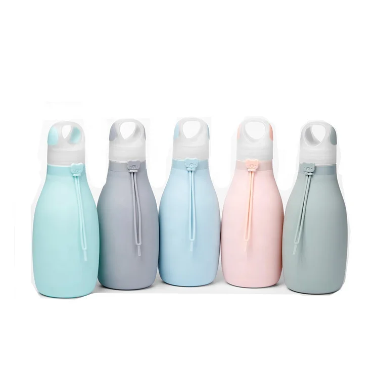 

Outdoor travel silicone folding water cup soft and drop resistant large capacity candy color silicone sports bottle