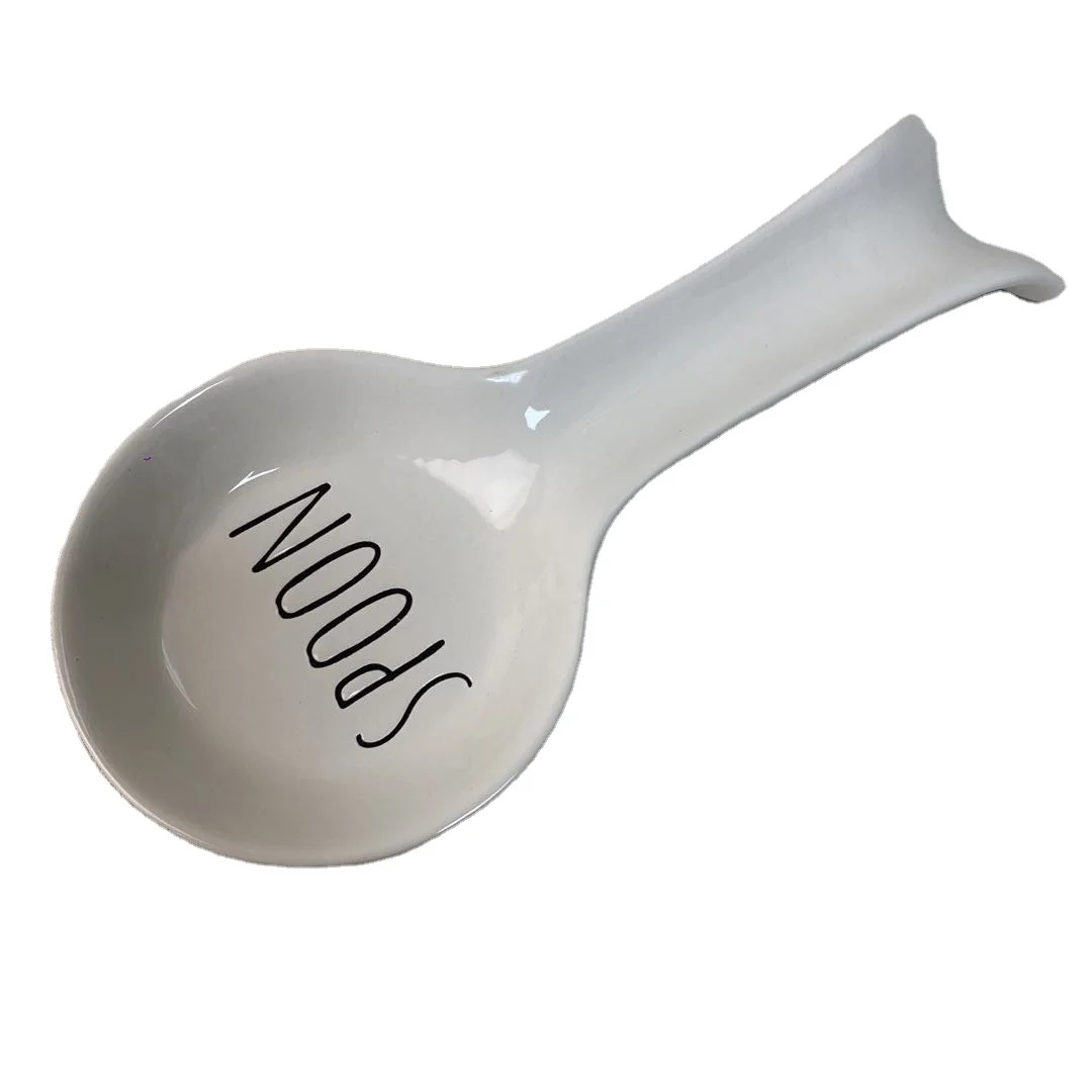 

Factory ready to ship ceramic spoon rests household items spoon holder low MOQ spoon holder for kitchen, White