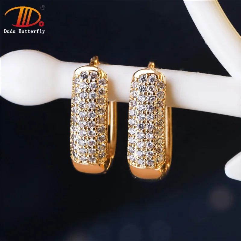 

Christmas hollow zirconia earrings 18k gold plated women hoop earrings for gift