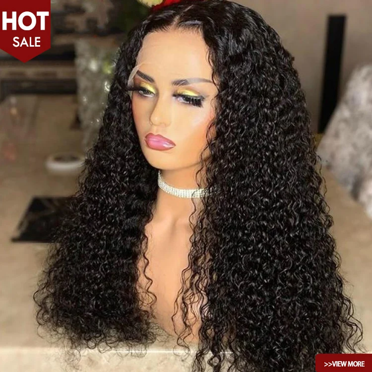 

12A Raw Peruvian Glueless Virgin Cuticle Aligned Kinky Curly 13x4 Hd Transparent Lace Human Hair Wig For Black Women