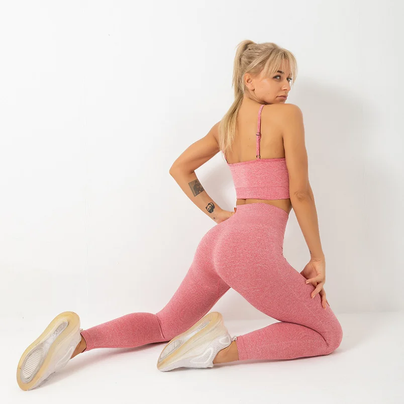 

Comfortable Best Selling 2020 Women Gym Tights Push Up Leggings For Fitness Yoga Wear Two Pieces Set, As picture