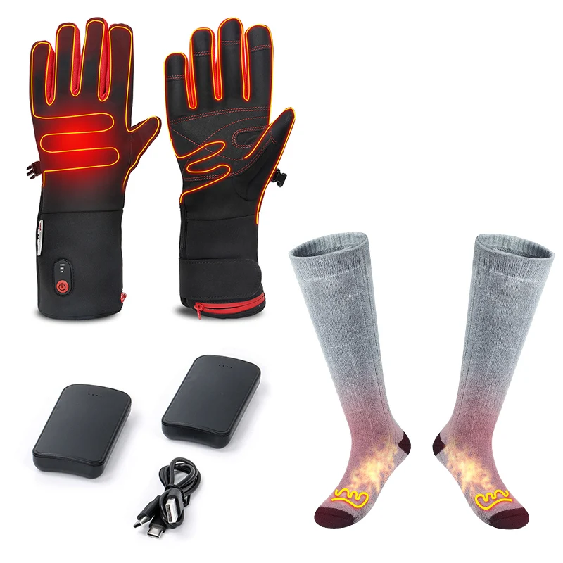 

Holiday gift Christmas Thanksgiving must-have warm gift in winter Ski Motorcycle Sport rechargeable heating gloves warm socks