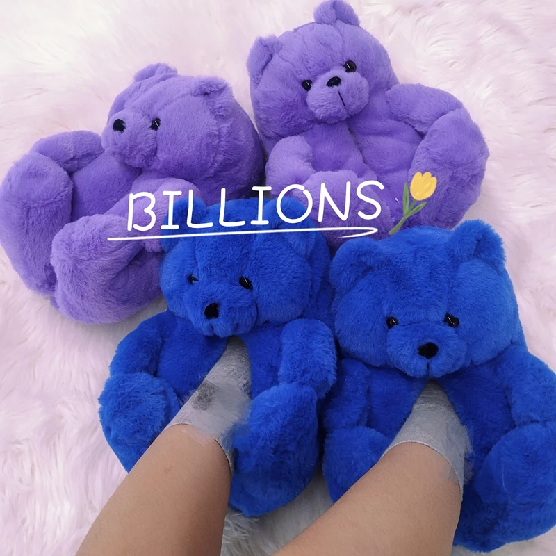 

2021 In Stocks New Color Arrivals Bear Women Bear Slipper Animals Noble Toy Kids Bedroom Inside Fuzzy Cute Tedy Slippers, Colorful