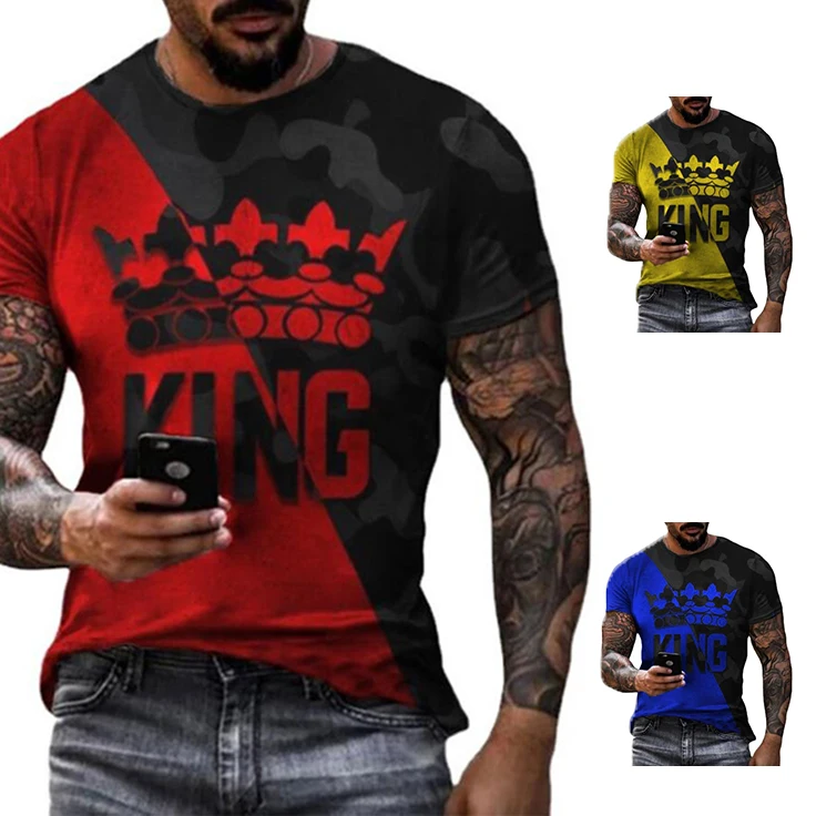 

Men's summer o-neck t-shirts men tshirts print king designer vintage graphic tee t shirt for men casual stylish 2021 sublimation, 3 colors