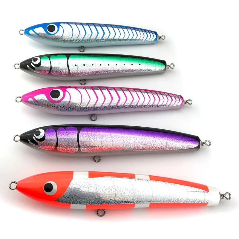 

Wooden lure pencil bait artificial wood lure 90g 120g 140g Topwater handmade trolling bait, 8colors for choice