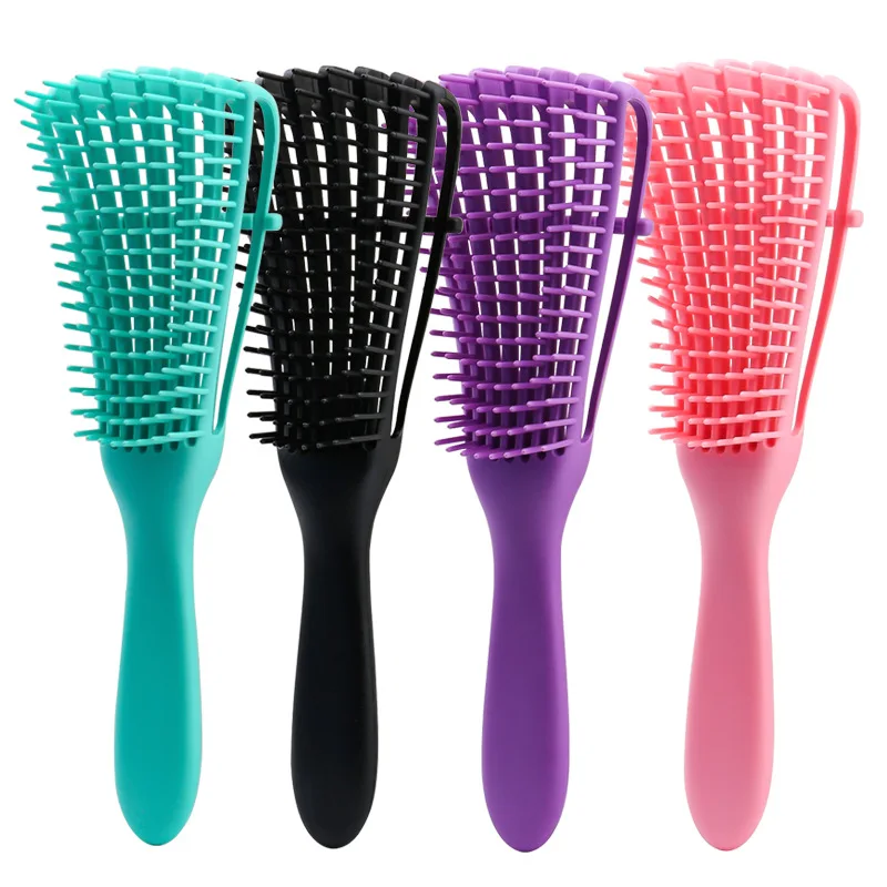 

Private Label Salon Vent Feature Plastic Handle Magic Octopus Detangling 8 row hair brushes