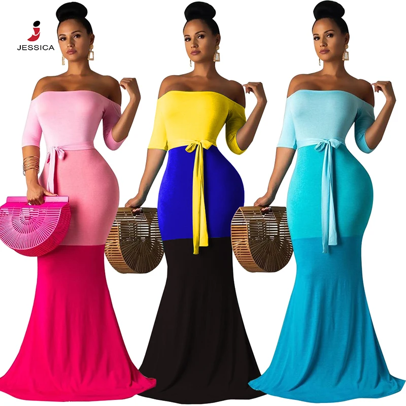 

New Look Fashion Off Shoulder Patchwork Party Women Clothing Dress, 3 options