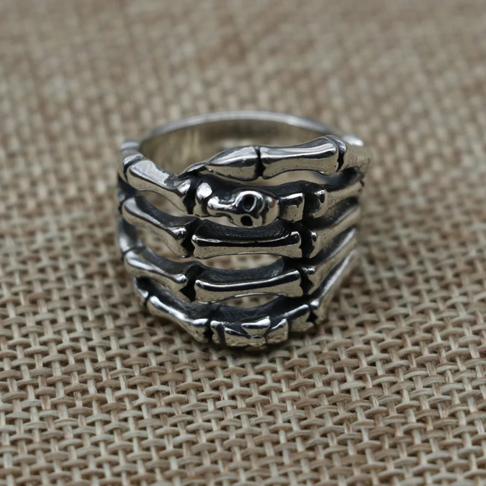 

Rock Style Skeleton Ring 925 Sterling Silver Jewelry Cool Thai Silver Ring Men's Index Finger Wholesale