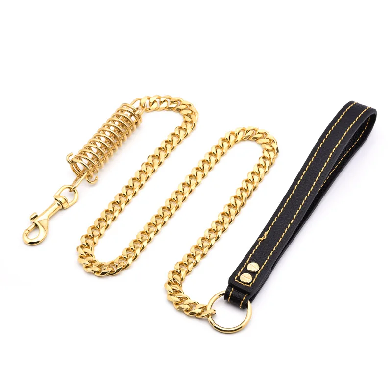 

Wholesale titanium steel 15mm stainless steel spring buffer explosion-proof dog leash chain