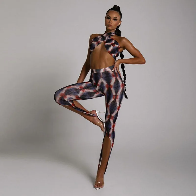 

2021 Solid purple print Strapless Sleeveless wysbaoshu Crop Top Pants Sexy Sets 2 piece set women