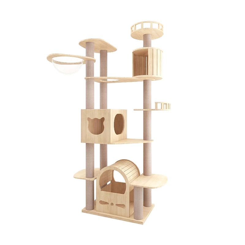 

A-13 Treasure Box Pet Products 2021 Pet Accessories gatos cat Climbing Framee Cat Condo House Tower pet toys Solid Wood Cat Tree, Picture