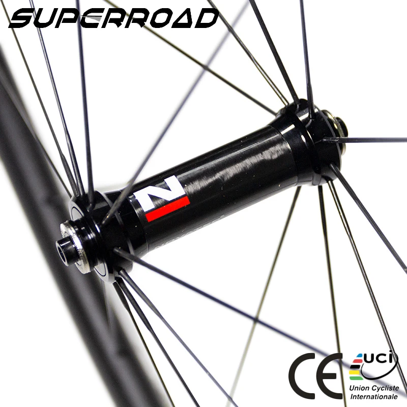 Flash Deal 700C 25mm Wide 30mm Deep Chinese Bicycle Novatec Carbon Wheels Clincher Tubeless 6