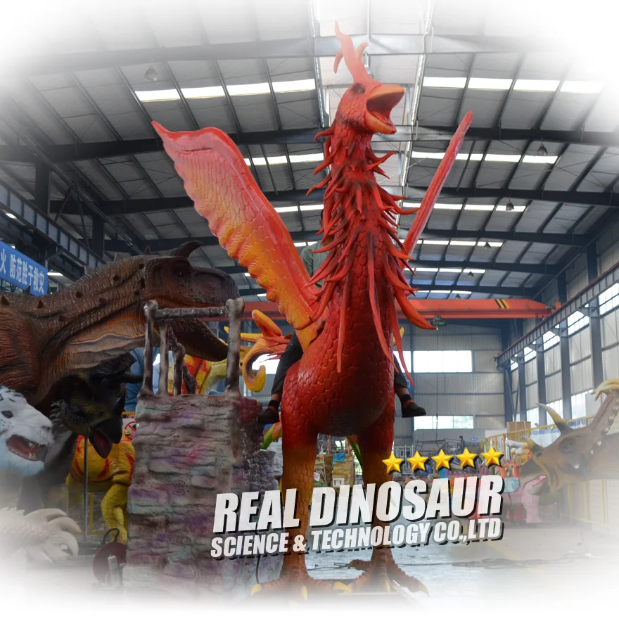 

Simulation real size animatronic animal electronic walking Phoenix animal rides