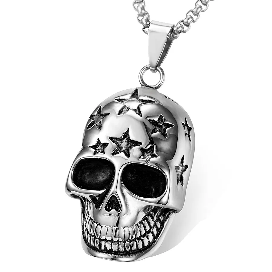 

2022 Europe and America Domineering Skull Necklace Men Personality Ghost Head Pendant Punk Hip Hop Jewelry