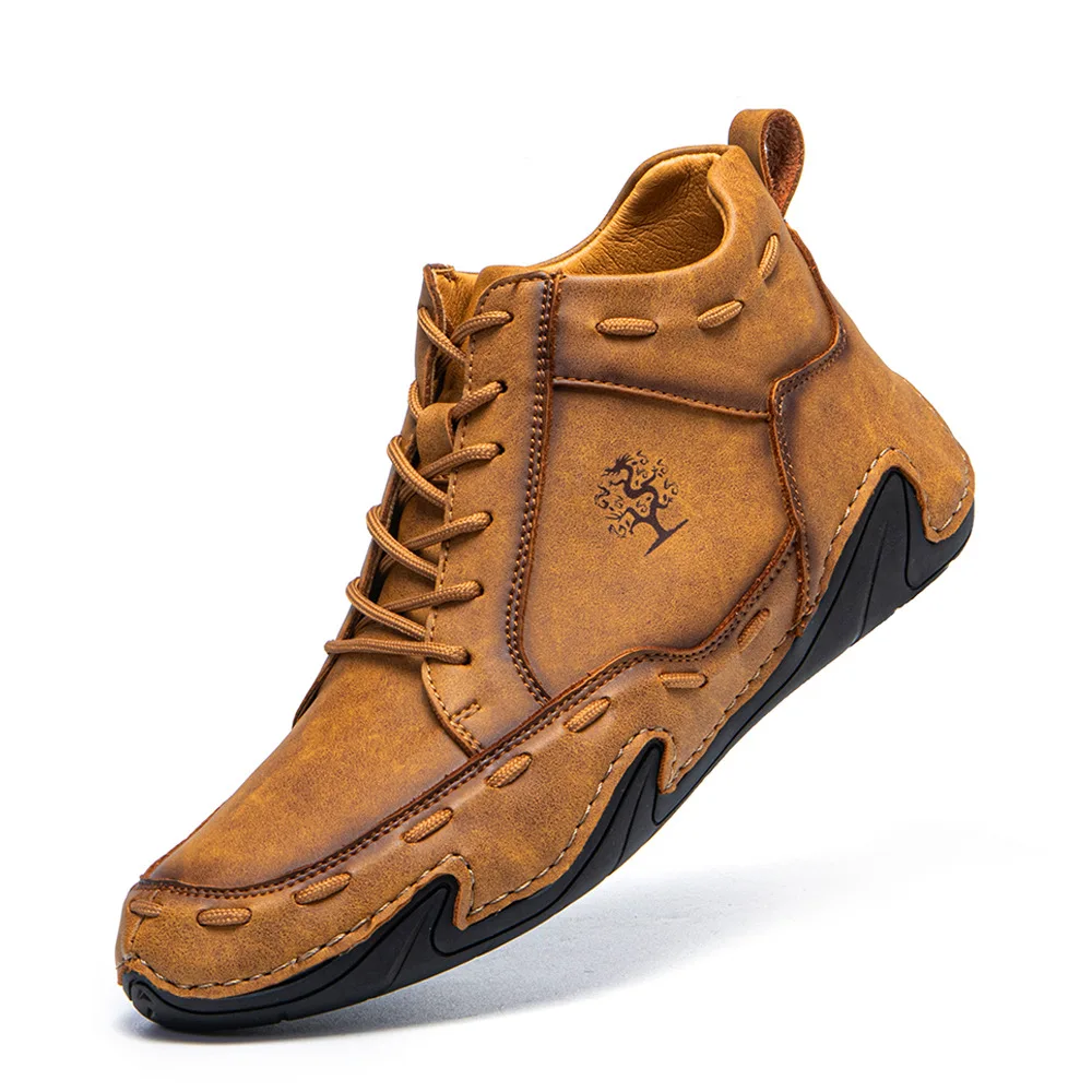 

New Autumn And Winter Boots Men's Shoes Octopus Casual Fashion High Top Lace Up Locomotive Leather Shoes Men