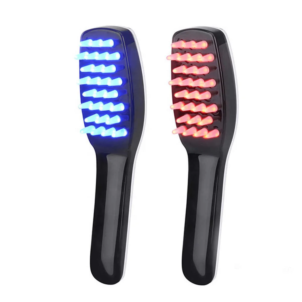 

Hot Selling and Popular Roller Rotate Styler Comb Styling Straightening Curling Iron Red Blue LED Hair Brush for Hair Growth