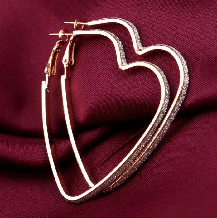 

Korean fashion earrings heart-shaped frosted big earrings female earrings