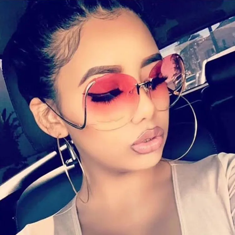 

Hot Sell Eyeglasses Women Glasses Frame Oversized Clear Lens Big Size Rimless Sunglasses Female, Custom colors
