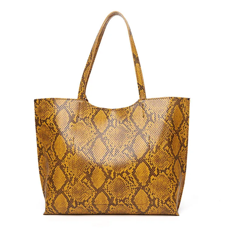 

Minimalist Clean Cut Snakeskin Bag Faux Leather Tote Womens Shoulder Tote Handbag