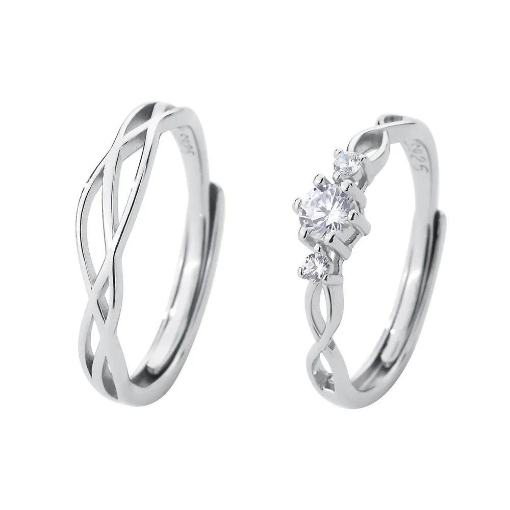 Wholesale New Luxury Shiny Diamond Rings Trendy Couple Rings Gift Fashion 925 Sterling Silver Wedding Rings Women Men Jewelry