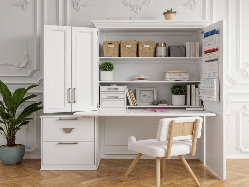 craft organizer cabinet with table