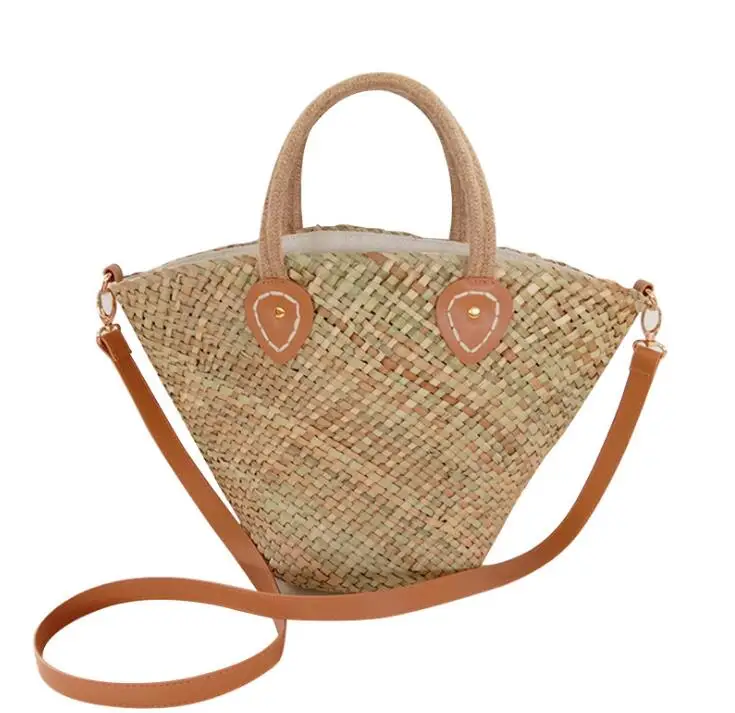 

stocking hot sell summer high quality large handmade fashion seagrass women beach tote straw bag