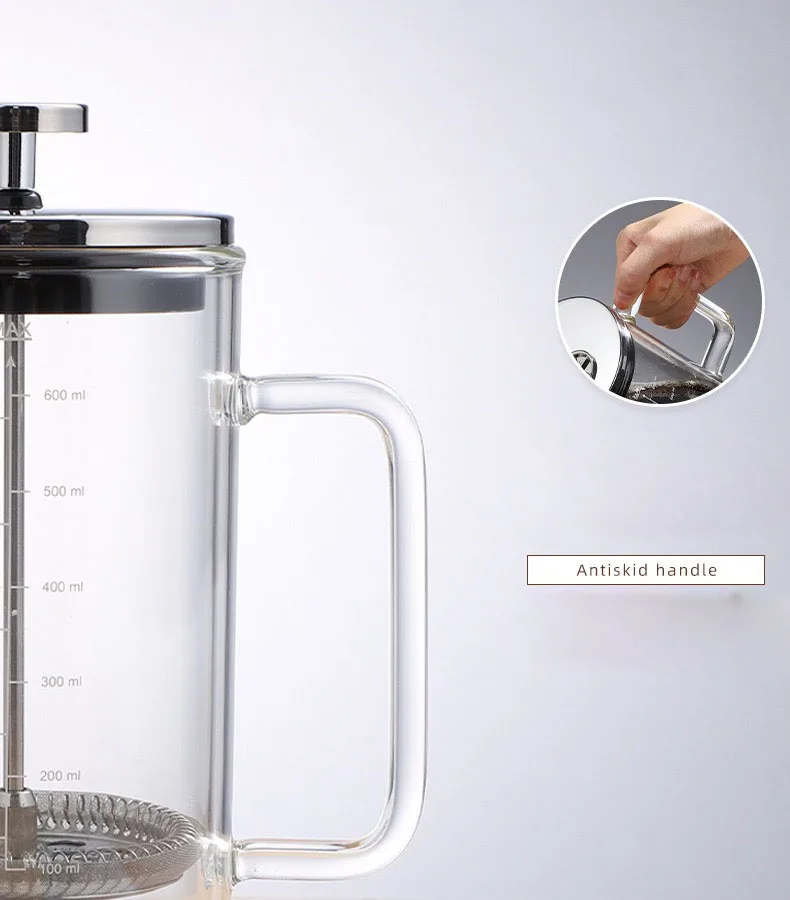 Pyrex Double Wall Glass French Press Teapot,Custom Logo French Press