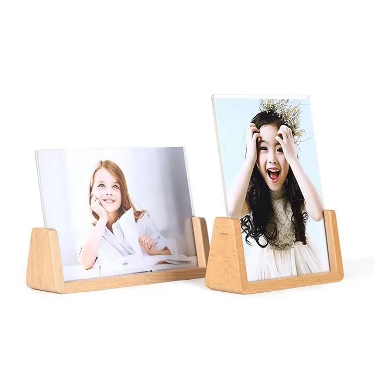 

Solid Wood Picture Frames Acrylic Highly Definition Glass For Shelf Photo Display Decor Wall Mounting Table