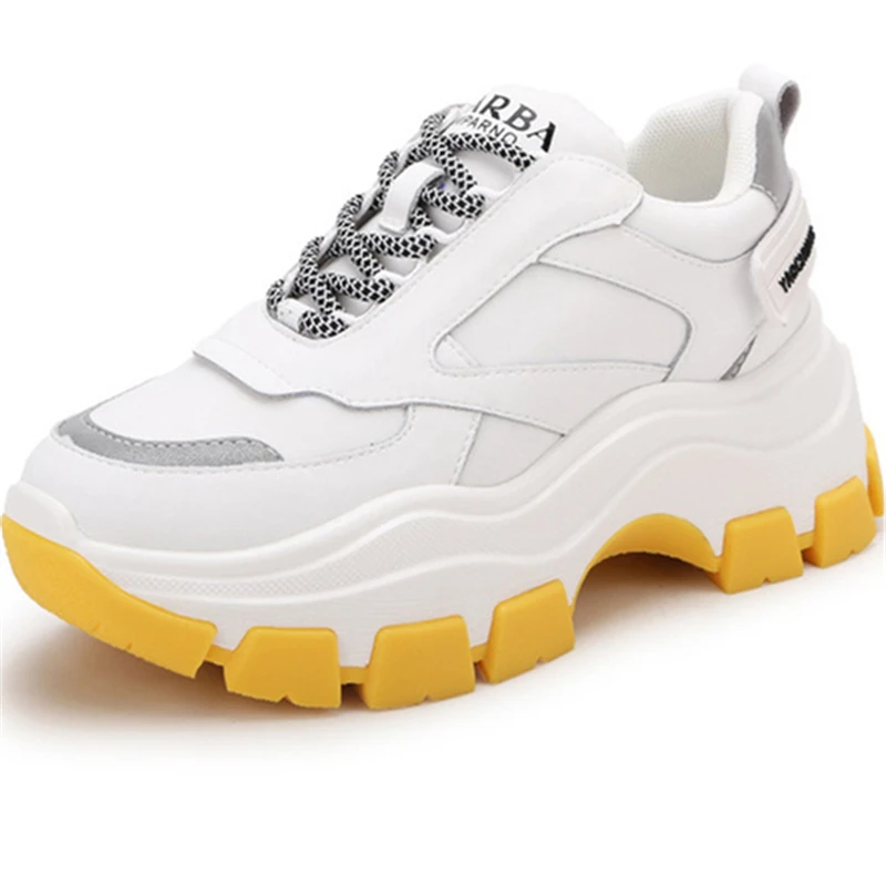 

2021 High Quality Platform Sneakers Women Height Increasing 5 CM Genuine Leather Casual Shoes Woman Rubber Sole Footwear