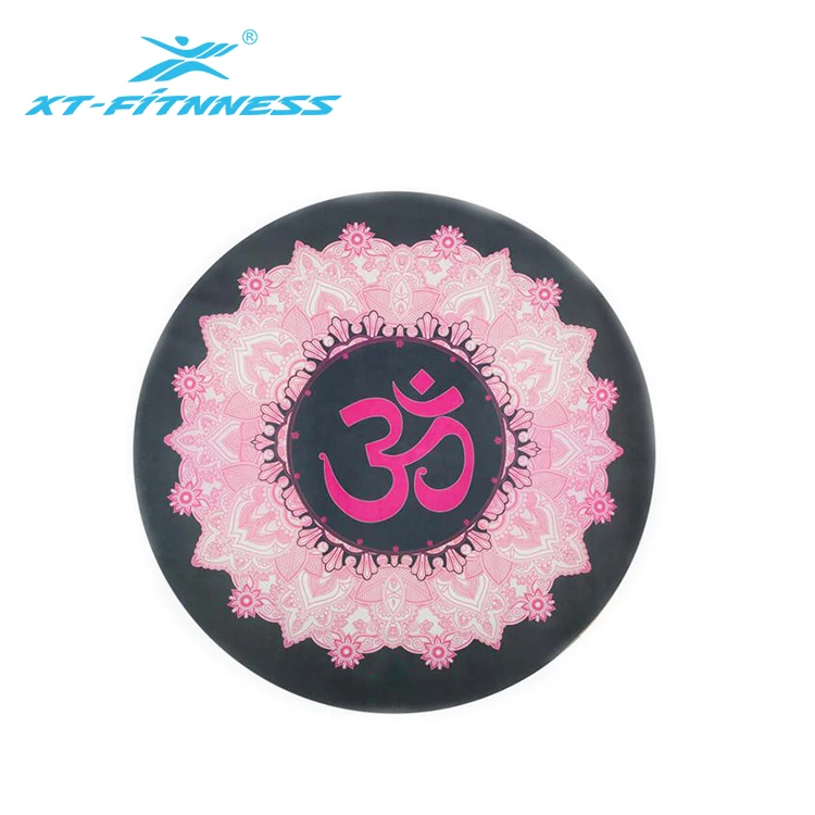 

Factory custom print exercise nonslip suede rubber round yoga mat