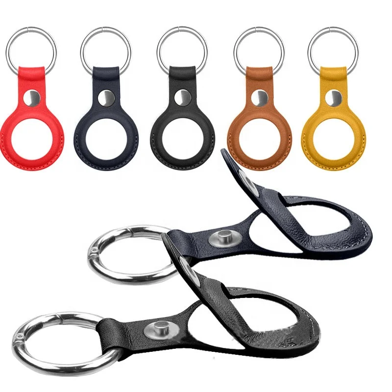 

Amazon Hot Sale Leather Case Compatible with AirTag Protective Cover with Key Ring AirTag Holder Waterproof Case for Airtags, 5 colors