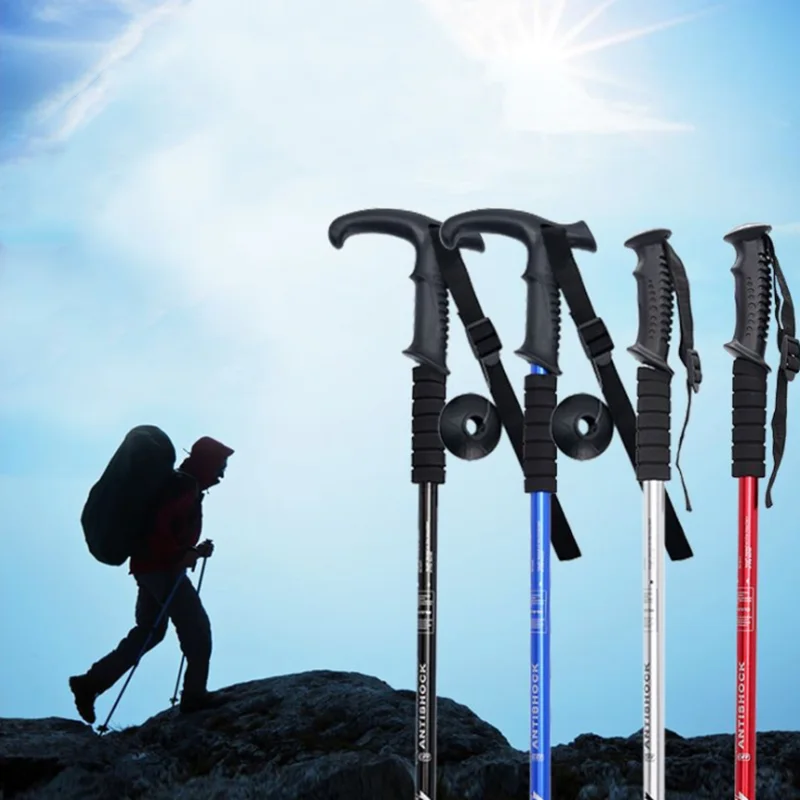 

Best 3 sections nordic walking poles lightweight trekking poles hiking stick, Black