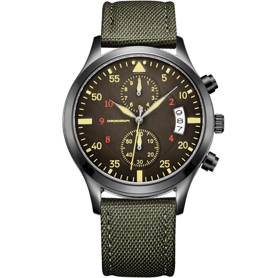 

watches men wrist militaryArmy Green Canvas Band Chronograph Watches Men Luxury Military Wrist Watches, Army green