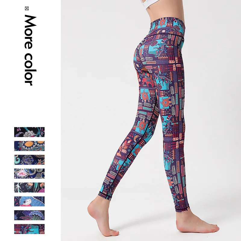

New printed sexy shiny Yoga Pants women's high waist hip lifting sport leggings women fitness Dance Sports tights