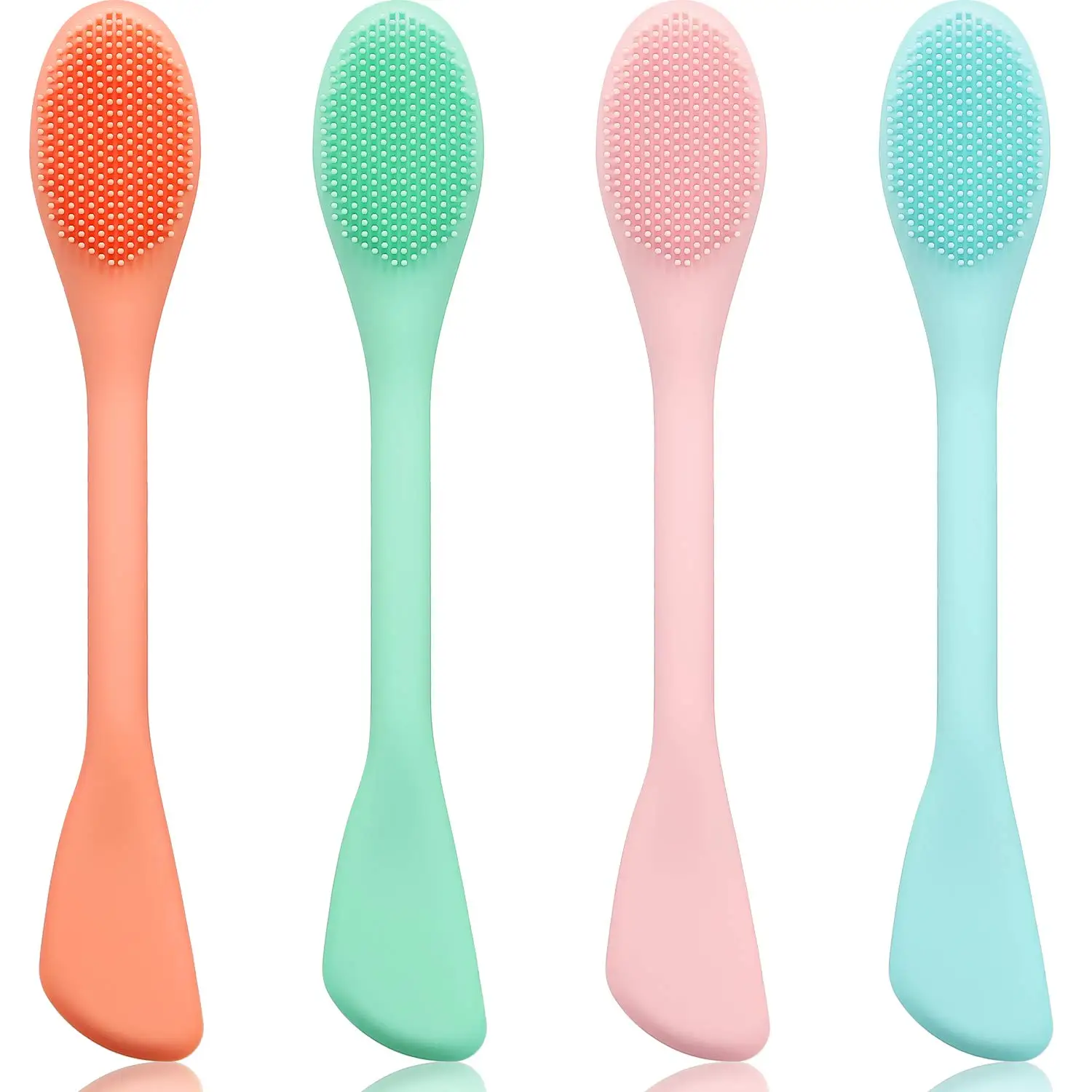 

Premium Soft Mask Brush And Facial Cleansing Brush Double-Ended Silicone Mask Beauty Tool Soft Silicone Facial Mud Mask Brush, Yellow,pink,blue