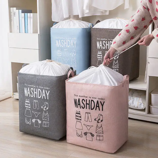 

Home Storage Sack Quilt Cloth Bags Folding Tote Laundry Basket Dirty Clothes Storage Bag with drawstring