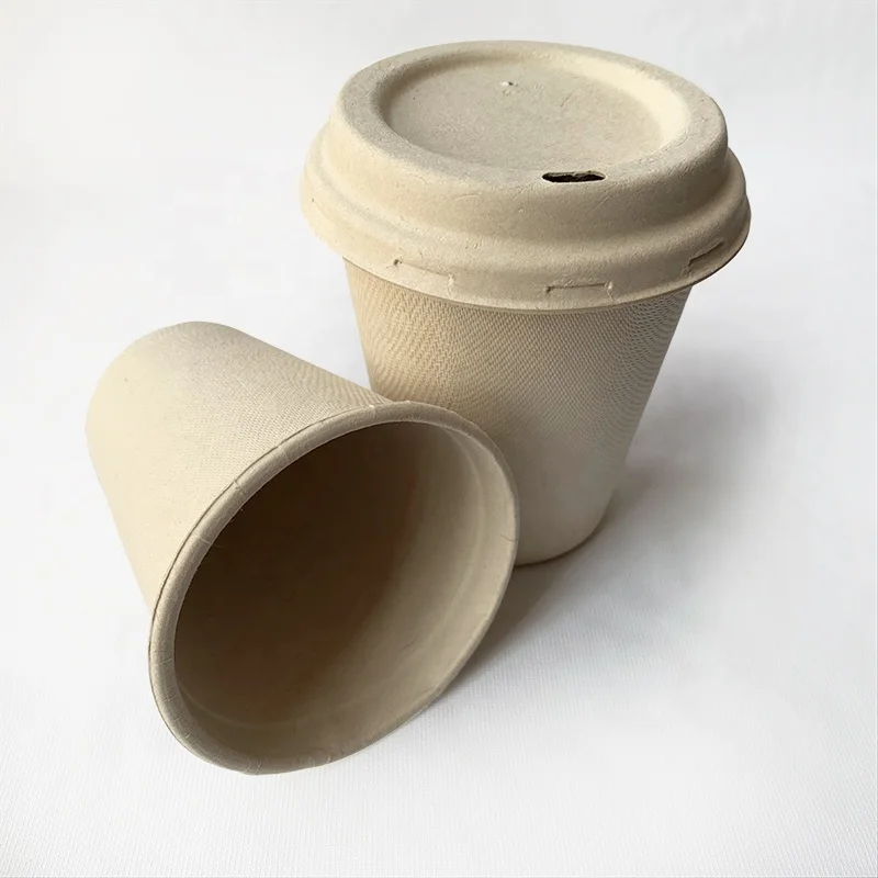 

Custom printed 8OZ compostable bagasse cups take away disposable sugarcane coffee cup eco biodegradable juice cup (can with lid)