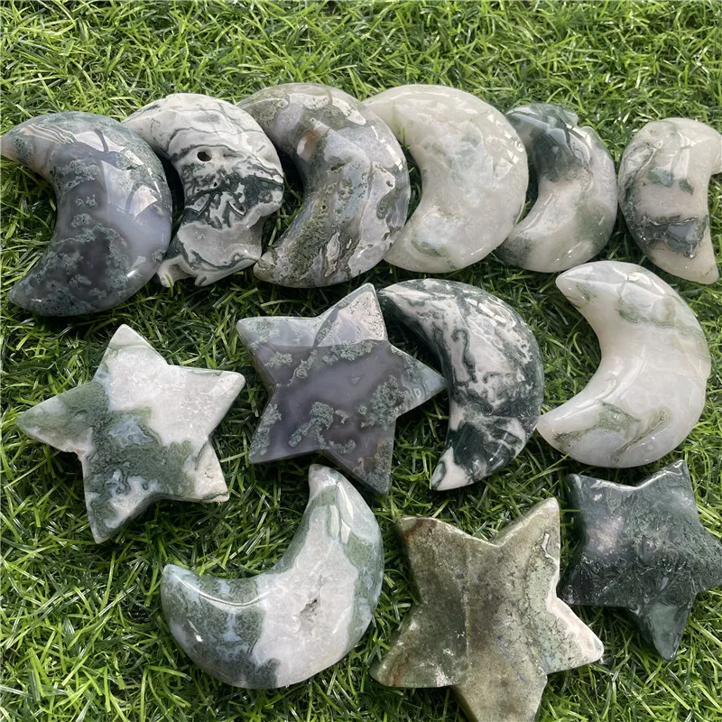

Moss agate stars and moons