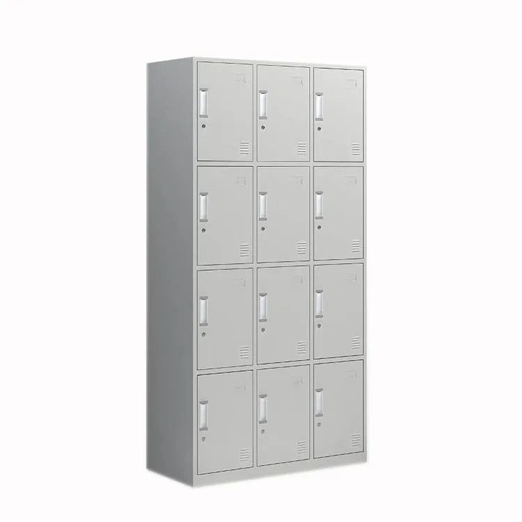 New Style Kd Structure White Grey Lockable 12 Doors Metal Locker