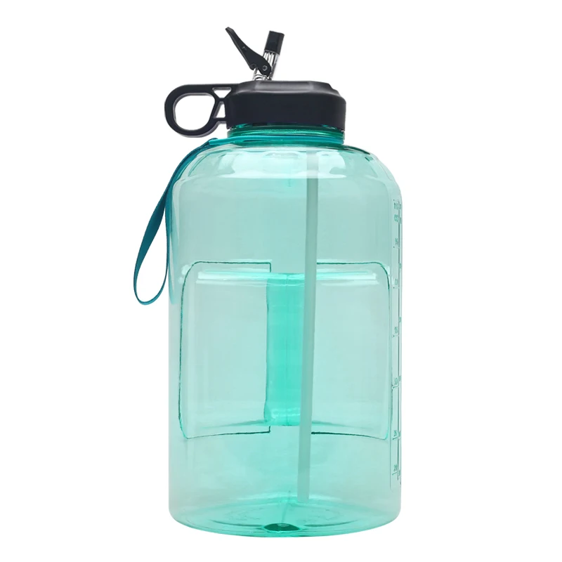 

2021hot 3.78L amazon one gallon sport water bottle transparent Large Capacity motivational Water Bottle PETG Plastic Time Marker, Customized color