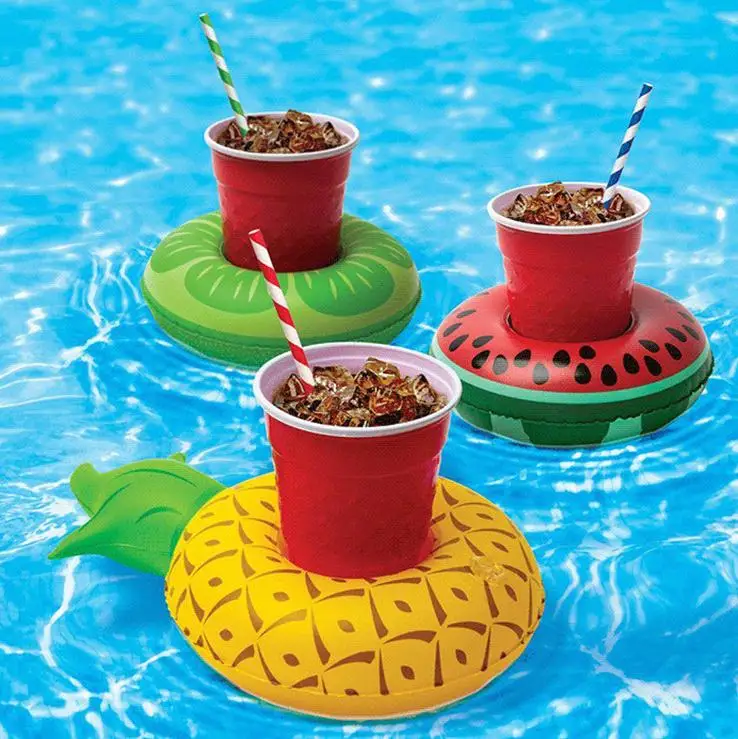 

Inflatable Drink Cup Holder Donuts Watermelon PVC Swim Pool Floating Mat Floating Pool Toys