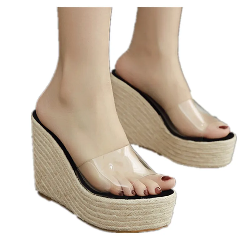 

2021 New Summer PVC Jelly Sandals slippers Shoes Casual Sexy Wedges Women's Sandals slippers size 34-40