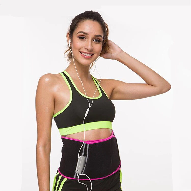 

Hot selling 2020 custom exercise body shaper nano silver inside coating sweat belt neoprene trimmer with pocket, Blue, black, gray, fluorescent green, pink