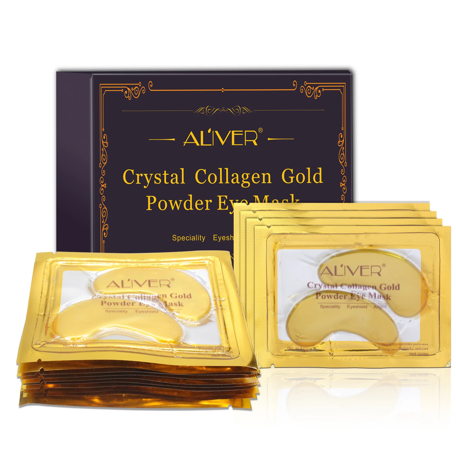 

ALIVER 10 Packs Moisturizing Whitening Collagen Anti-wrinkle Hydrogel Crystal Eyes Hydration Gel Patches Gold Under Eye Mask